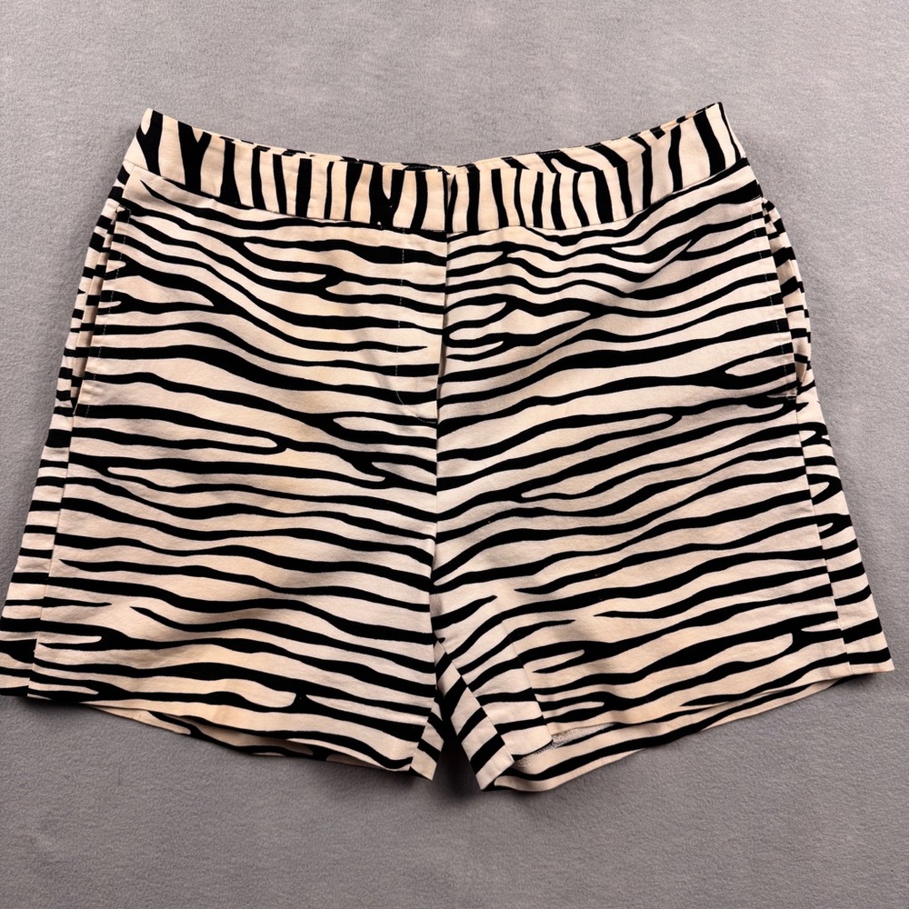 J McLaughlin Zebra Cotton Shorts Womens Size 12 Catalina Cloth - Picture 1 of 7